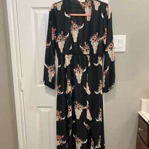 Duster, worn once, photo of me for length, I’m 5’3”, boots have a 1 3/4” heel